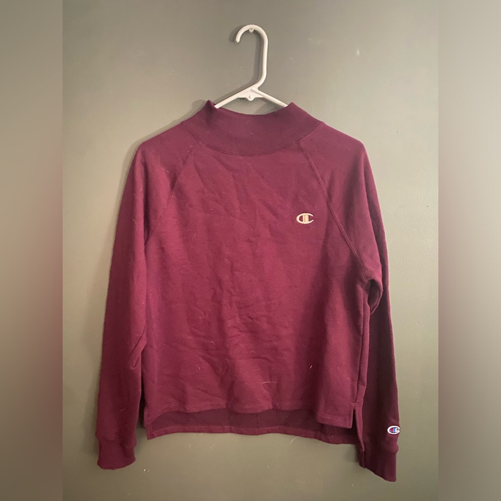 Champion Mock Neck Sweatshirt- Burgundy- Medium